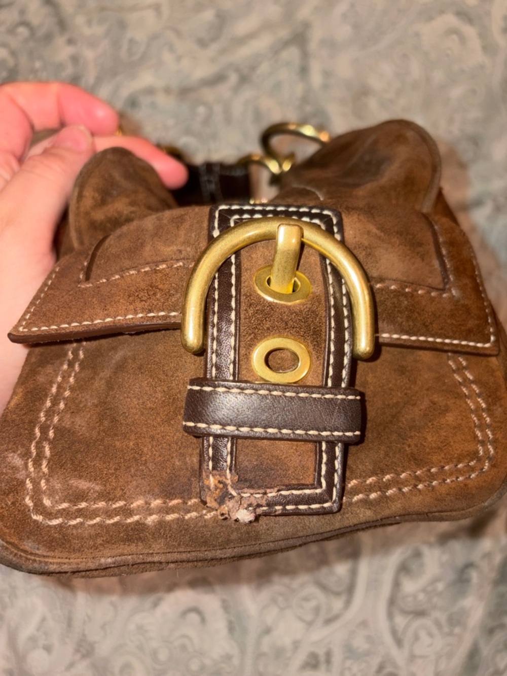 Vintage Coach Mia Soho Chocolate Brown Suede Buckle Satchel - Picture 13 of 14